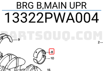 Honda 13322PWA004 BRG B,MAIN UPR