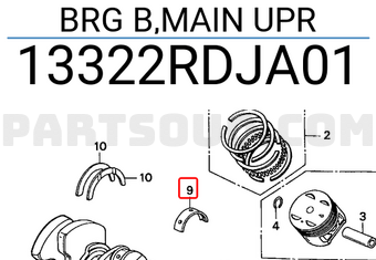 Honda 13322RDJA01 BRG B,MAIN UPR