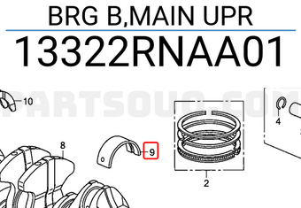 Honda 13322RNAA01 BRG B,MAIN UPR