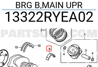 Honda 13322RYEA02 BRG B,MAIN UPR