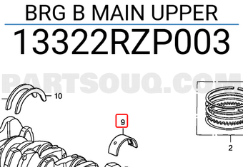 Honda 13322RZP003 BRG B MAIN UPPER