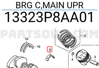 Honda 13323P8AA01 BRG C,MAIN UPR