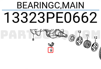 Honda 13323PE0662 BEARINGC,MAIN