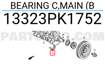 Honda 13323PK1752 BEARING C,MAIN (B