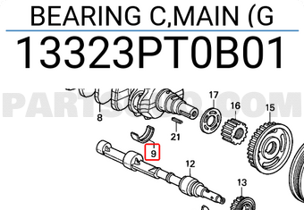 Honda 13323PT0B01 BEARING C,MAIN (G