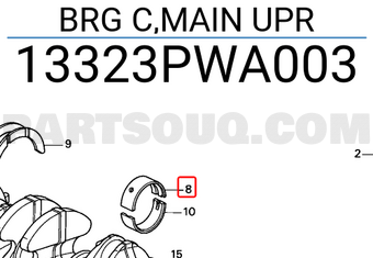 Honda 13323PWA003 BRG C,MAIN UPR