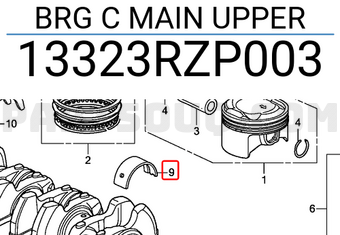 Honda 13323RZP003 BRG C MAIN UPPER