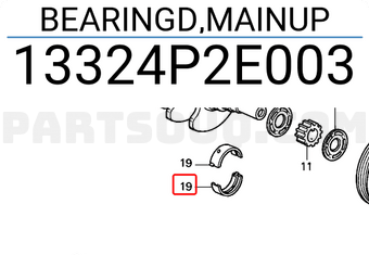Honda 13324P2E003 BEARINGD,MAINUP