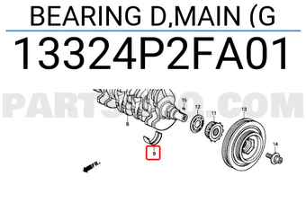 Honda 13324P2FA01 BEARING D,MAIN (G