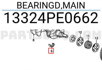 Honda 13324PE0662 BEARINGD,MAIN