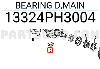 Honda 13324PH3004 BEARING D,MAIN