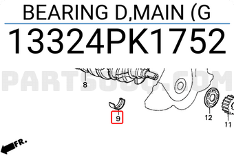 Honda 13324PK1752 BEARING D,MAIN (G