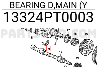Honda 13324PT0003 BEARING D,MAIN (Y