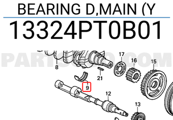 Honda 13324PT0B01 BEARING D,MAIN (Y