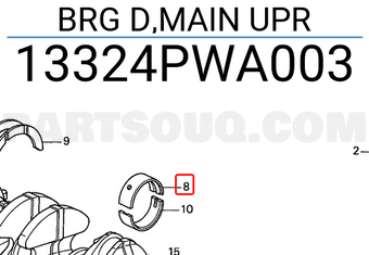 Honda 13324PWA003 BRG D,MAIN UPR