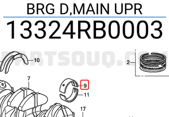 Honda 13324RB0003 BRG D,MAIN UPR