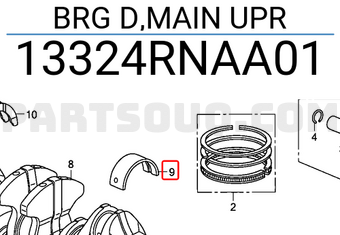 Honda 13324RNAA01 BRG D,MAIN UPR