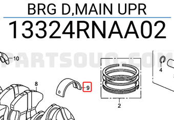 Honda 13324RNAA02 BRG D,MAIN UPR