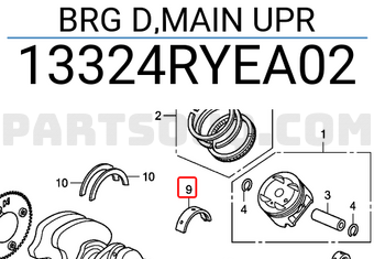 Honda 13324RYEA02 BRG D,MAIN UPR