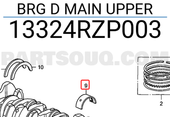 Honda 13324RZP003 BRG D MAIN UPPER