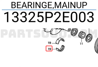 Honda 13325P2E003 BEARINGE,MAINUP