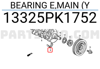 Honda 13325PK1752 BEARING E,MAIN (Y