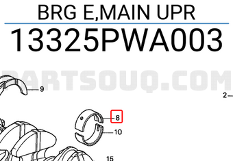 Honda 13325PWA003 BRG E,MAIN UPR