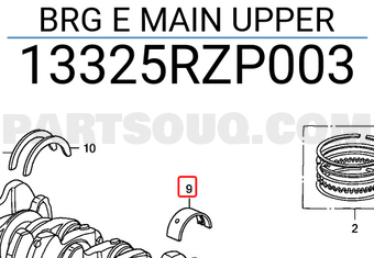 Honda 13325RZP003 BRG E MAIN UPPER