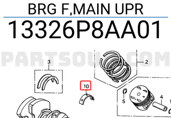 Honda 13326P8AA01 BRG F,MAIN UPR