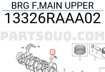 Honda 13326RAAA02 BRG F,MAIN UPPER