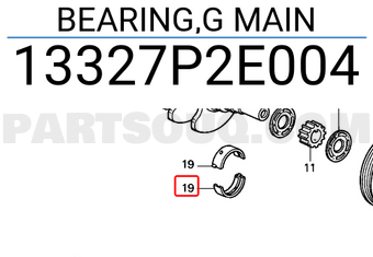 Honda 13327P2E004 BEARING,G MAIN