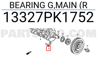 Honda 13327PK1752 BEARING G,MAIN (R