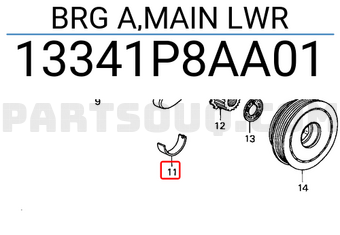 Honda 13341P8AA01 BRG A,MAIN LWR