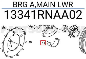 Honda 13341RNAA02 BRG A,MAIN LWR