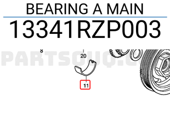 Honda 13341RZP003 BEARING A MAIN