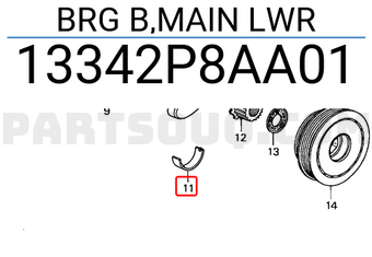 Honda 13342P8AA01 BRG B,MAIN LWR