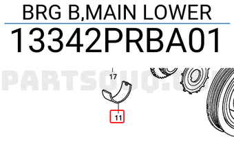 Honda 13342PRBA01 BRG B,MAIN LOWER