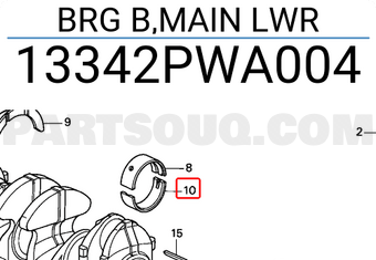 Honda 13342PWA004 BRG B,MAIN LWR