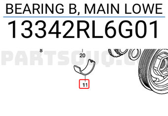 Honda 13342RL6G01 BEARING B, MAIN LOWE