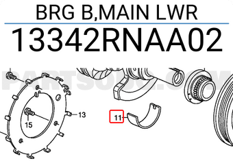 Honda 13342RNAA02 BRG B,MAIN LWR