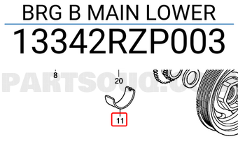 Honda 13342RZP003 BRG B MAIN LOWER