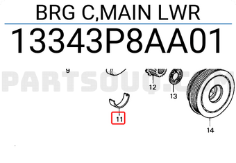 Honda 13343P8AA01 BRG C,MAIN LWR