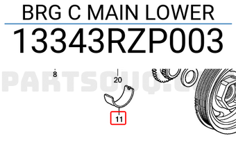 Honda 13343RZP003 BRG C MAIN LOWER