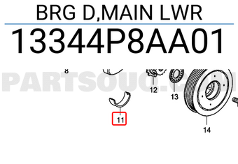 Honda 13344P8AA01 BRG D,MAIN LWR