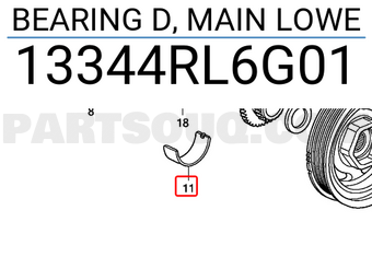 Honda 13344RL6G01 BEARING D, MAIN LOWE