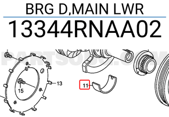 Honda 13344RNAA02 BRG D,MAIN LWR