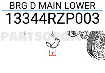 Honda 13344RZP003 BRG D MAIN LOWER