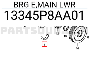 Honda 13345P8AA01 BRG E,MAIN LWR