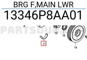 Honda 13346P8AA01 BRG F,MAIN LWR