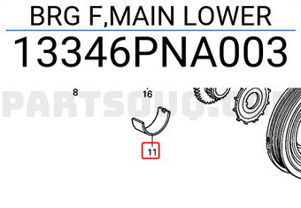 Honda 13346PNA003 BRG F,MAIN LOWER
